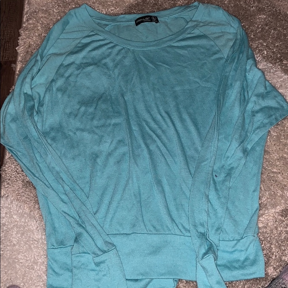 Light teal long sleeve t-shirt